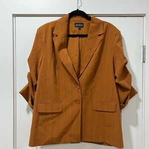 Danielle Bernstein Tan Blazer Relaxed Fit Classic Lapel